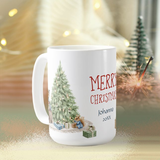 Merry Christmas Nostalgic Cute Animals Memory Coffee Mug (Merry Christmas Nostalgic Cute Animals Memory Coffee Mug ©Susanne Sachers - Sunny Mind 🌞)