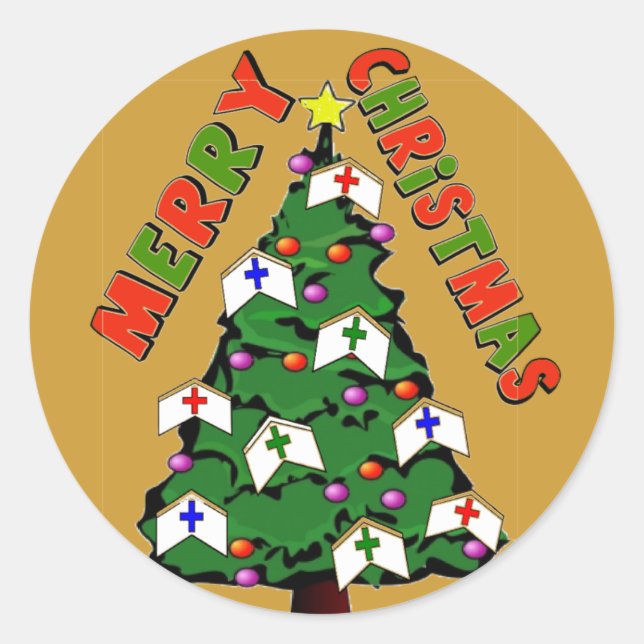 Merry Christmas Nurse Cap Tree Classic Round Sticker (Front)