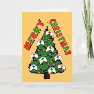 Merry Christmas Nurse Cap Tree Holiday Card