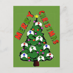 Merry Christmas Nurse Cap Tree Holiday Postcard