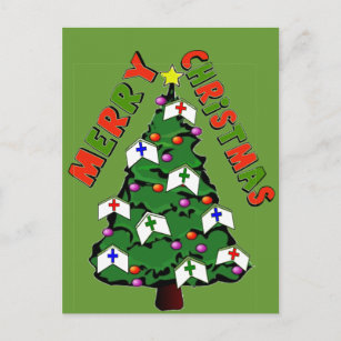Merry Christmas Nurse Cap Tree Holiday Postcard