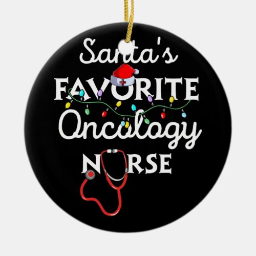 Merry Christmas Nurse Crew Santas Oncology Ceramic Ornament