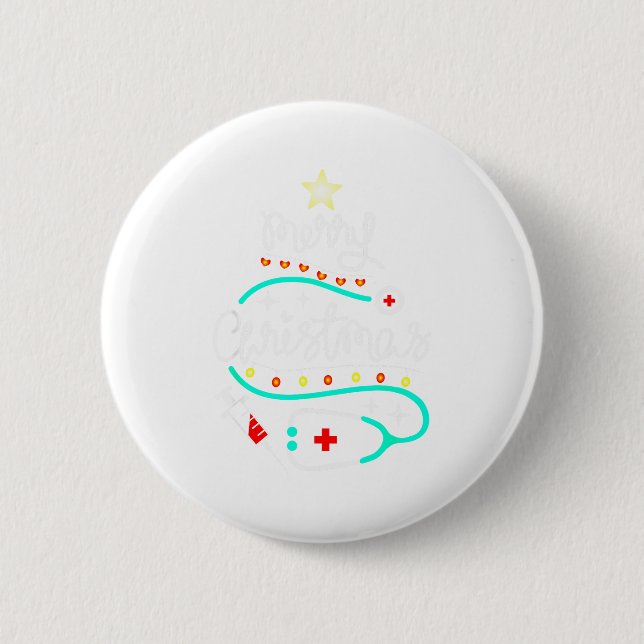 Merry Christmas Nurse Doctor Stethoscope Christmas Button (Front)