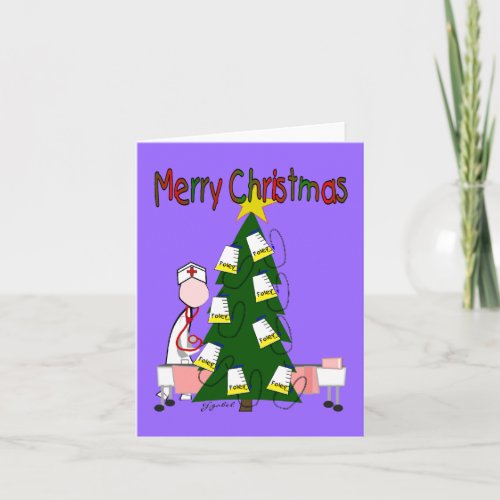 Merry Christmas Nurse Foley Bag Tree Cards