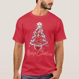 Merry Christmas Nurse Stethoscope Tree Lights Paja T-Shirt