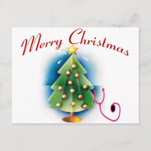 Merry Christmas NURSE TREE Holiday Postcard
