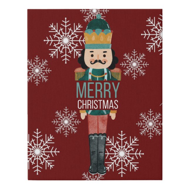 Merry Christmas Nutcracker 11"x14" Faux Canvas Print (Front)