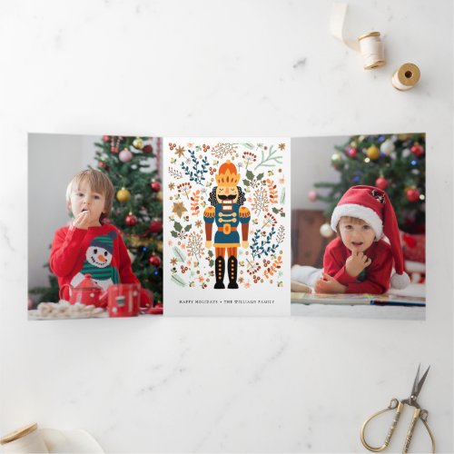 MERRY CHRISTMAS NUTCRACKER  Add Your Photo Tri_Fold Holiday Card