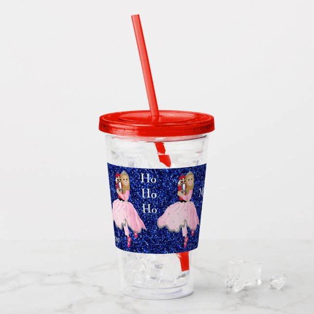 Merry Christmas Nutcracker Ballerina Acrylic Tumbler (Front Ice)