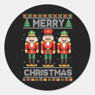 Merry Christmas Nutcracker Ballet Festive Xmas Men Classic Round Sticker