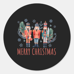 Merry Christmas Nutcracker Ballet Festive Xmas Men Classic Round Sticker