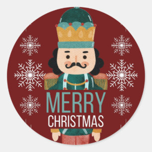 Merry Christmas Nutcracker Classic Round Sticker