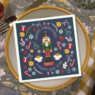 Merry Christmas nutcracker custom monogram Napkins