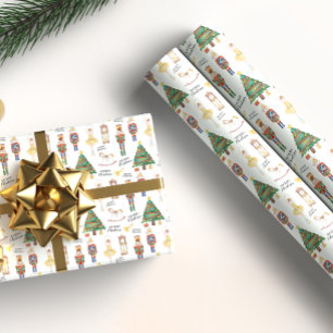 Merry Christmas nutcracker gift wrapping paper