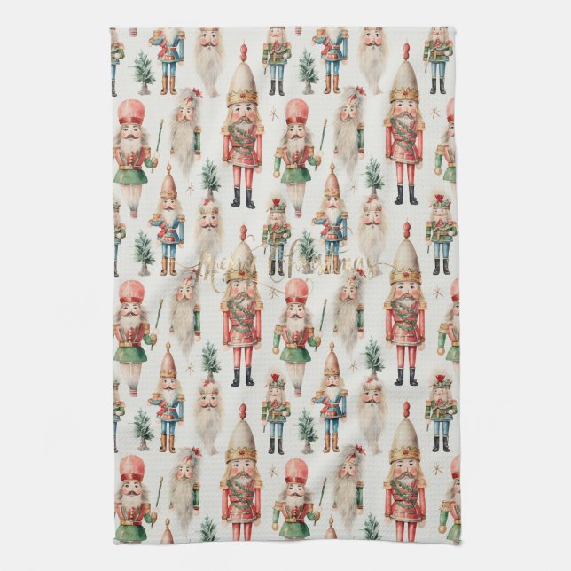 Merry Christmas Nutcracker Holiday Kitchen Towel (Vertical)