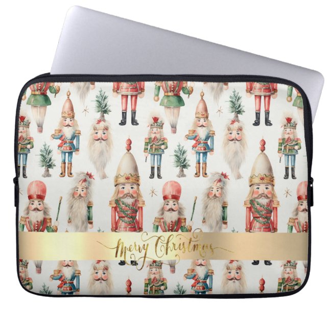 Merry Christmas Nutcracker Holiday Laptop Sleeve (Front)