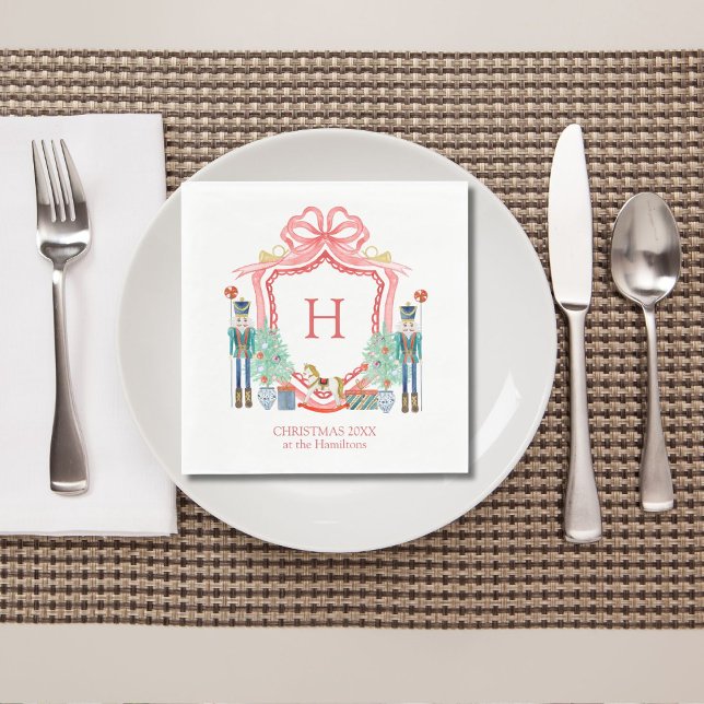 Merry Christmas Nutcracker monogram Napkins (Creator Uploaded)