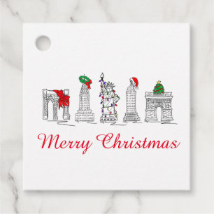Merry Christmas NYC Buildings Landmarks Holiday Favor Tags