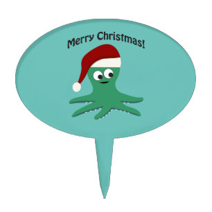 Merry Christmas Octopus Cake Topper