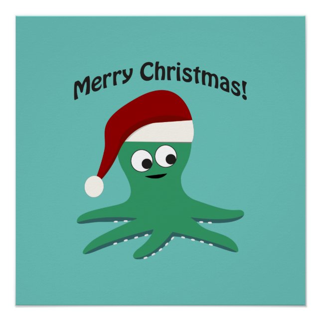 Merry Christmas Octopus Poster (Front)