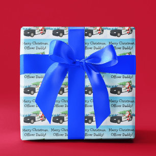 Merry Christmas Officer Daddy Santa With Cop Car Wrapping Paper