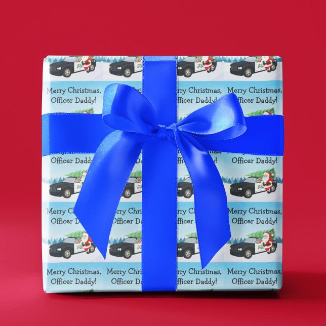 Merry Christmas Officer Daddy Santa With Cop Car Wrapping Paper (Creator Uploaded)