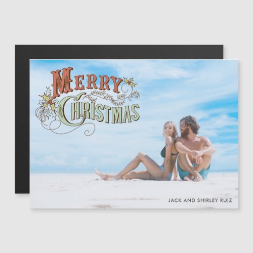 Merry Christmas Offset Photo Couple Holiday Card