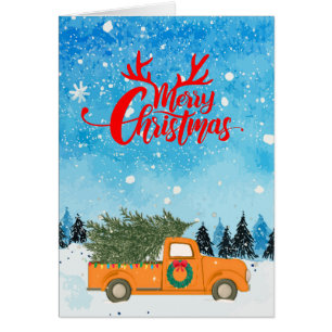 Merry Christmas! Old Farm Truck Christmas Tree Cards