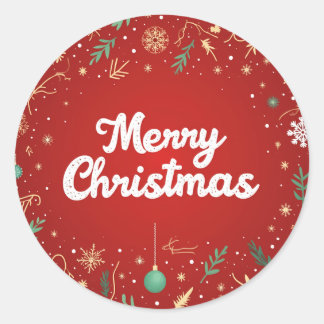 Merry Christmas on a red background Classic Round Sticker