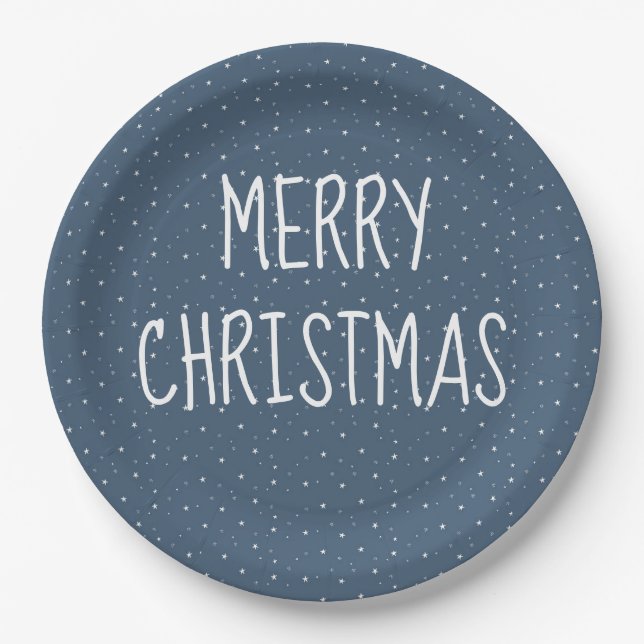 Merry Christmas On Stars Paper Plates (Front)