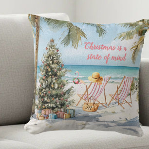 *Merry Christmas on the Beach Monogram Throw Pillow