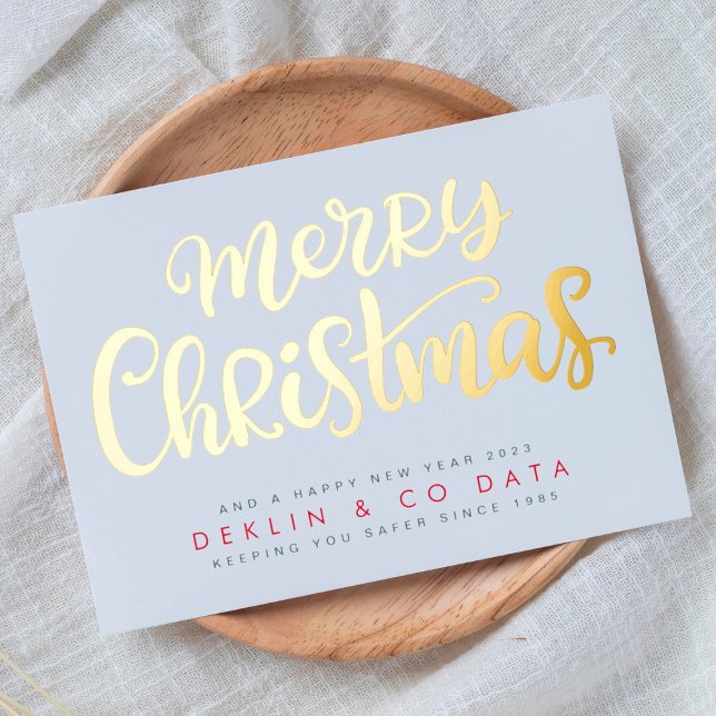 Merry Christmas on White Premium | Gold Business Foil Holiday Card (Creator Uploaded)