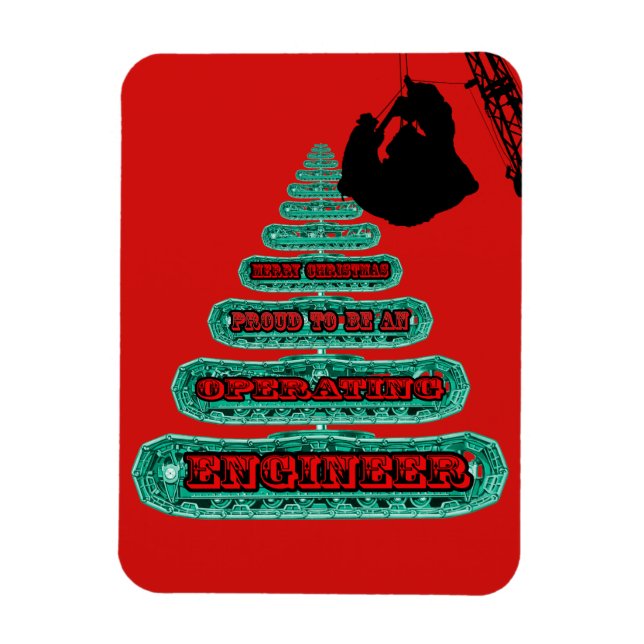MERRY CHRISTMAS OPERATING ENGINEER CRANE OPERATOR MAGNET (Vertical)