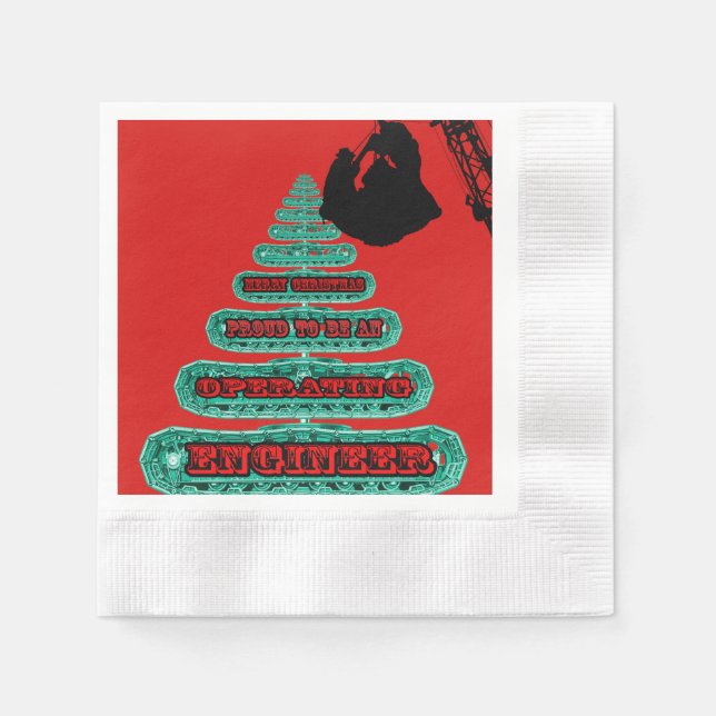 MERRY CHRISTMAS OPERATING ENGINEER CRANE OPERATOR PAPER NAPKINS (Front)
