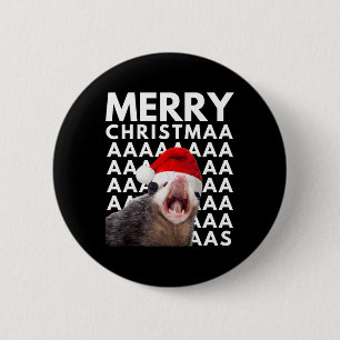 Merry Christmas Opossum Screaming Fun Men Women Ki Button