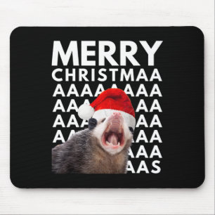 Merry Christmas Opossum Screaming Fun Men Women Ki Mouse Pad