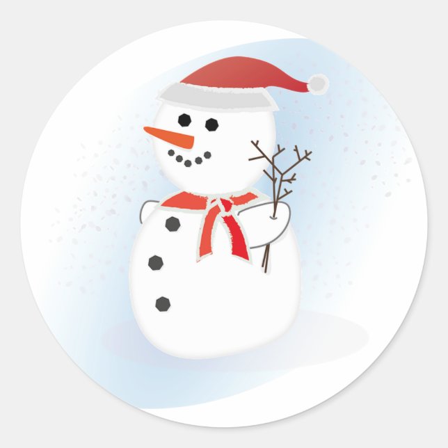 Merry Christmas or Happy Holiday Snowman Sticker (Front)