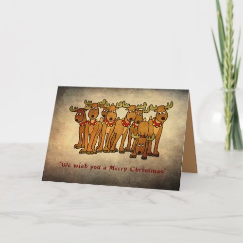 Merry Christmas or Seasonal  Group of Reindeer Holiday Card