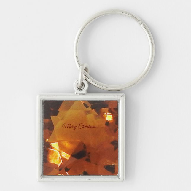 Merry Christmas Orange Sapphire Keychain (Front)