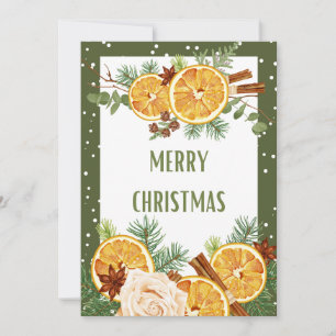 Merry Christmas Orange Spice Cinnamon Holiday Card