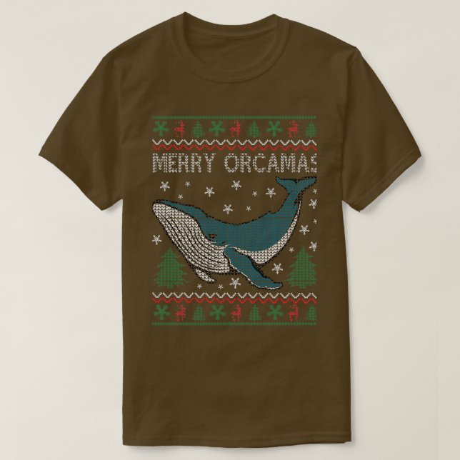 Merry Christmas Orcas Killer Whale Gift Ugly Chris T-Shirt (Design Front)