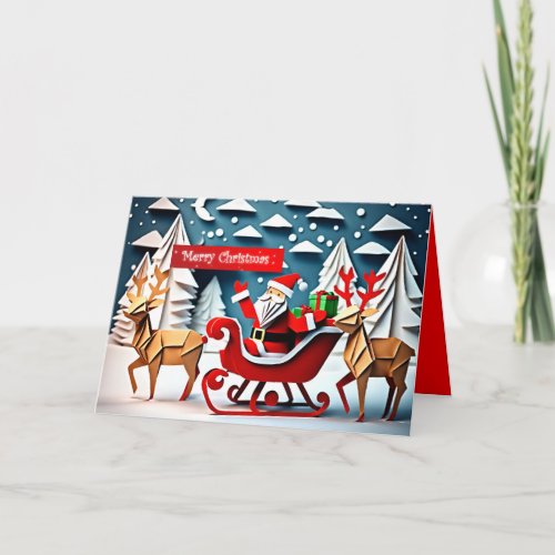 Merry Christmas Origami Santa Claus GC Card