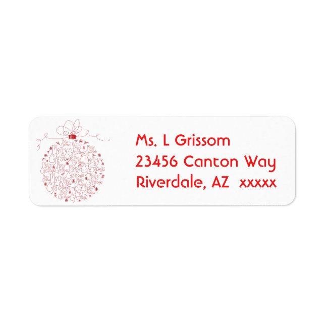 Merry Christmas Ornament Address Labels (Front)