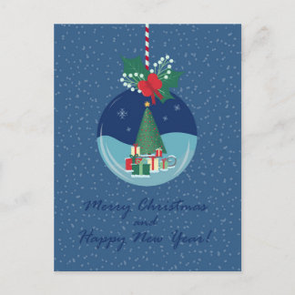 Merry Christmas Ornament Card with Tree and Gifts
