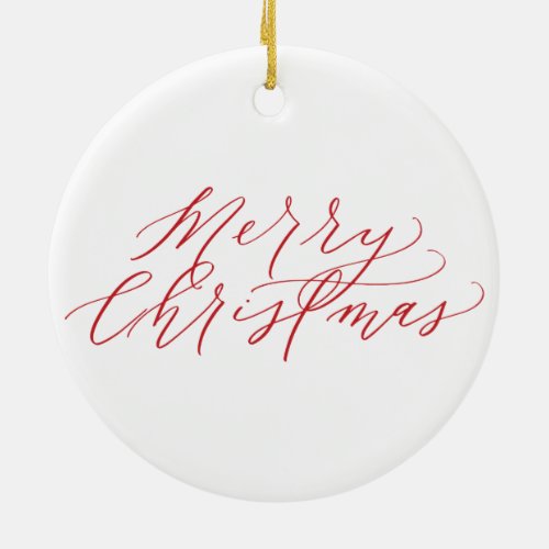 Merry Christmas Ornament _ red calligraphy