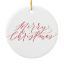 Merry Christmas Ornament - red calligraphy