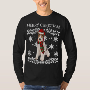 Merry Christmas Ornament Wire Fox Terrier Xmas San T-Shirt