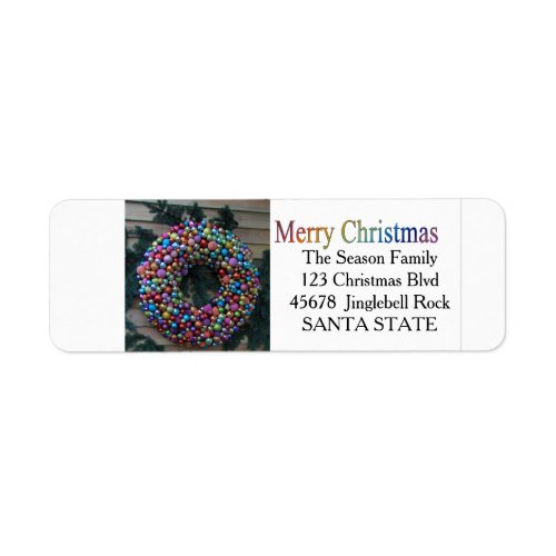 Merry Christmas ornament wreath Label