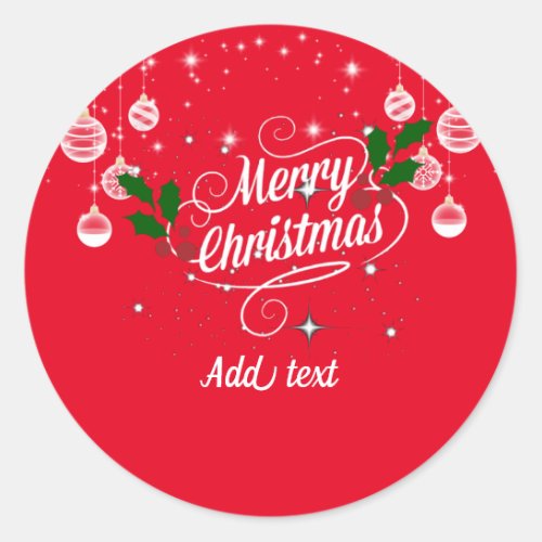 Merry Christmas ornamental design TEMPLATE Classic Round Sticker