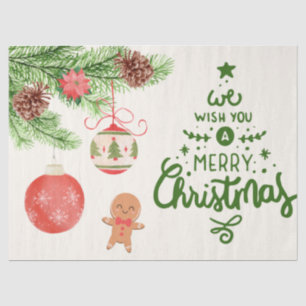 Merry Christmas Ornaments and Gingerbread Cookie Tissue Paper